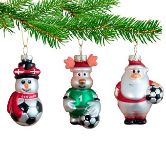 Fodbold julemand, snemand og rensdyr, julekugler